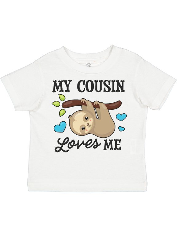 My Cousin Loves Me with Sloth and Hearts Boys or Girls Toddler T-Shirt