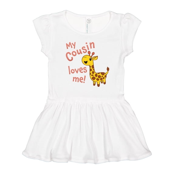 Inktastic My Cousin Loves me- cute giraffe Girls Toddler Dress