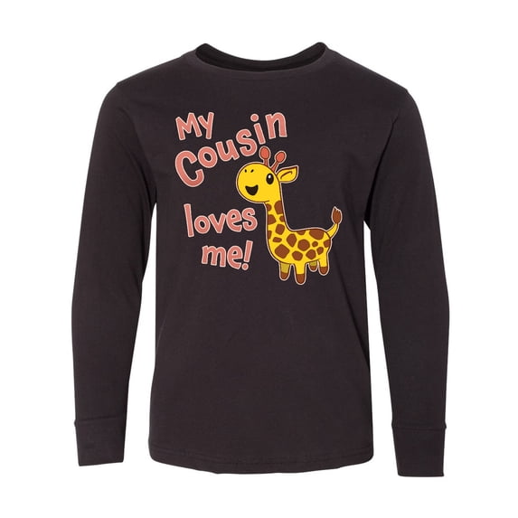 Inktastic My Cousin Loves me- cute giraffe Long Sleeve Youth T-Shirt