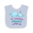 thumbnail image 1 of Inktastic My Cousin Whale-y Loves Me Boys or Girls Baby Bib, 1 of 4