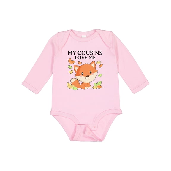Inktastic My Cousins Love Me- Little Fox Boys or Girls Long Sleeve Baby Bodysuit