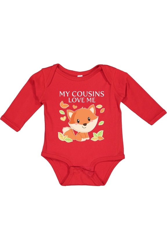 My Cousins Love Me Little Fox Boys or Girls Long Sleeve Baby Bodysuit