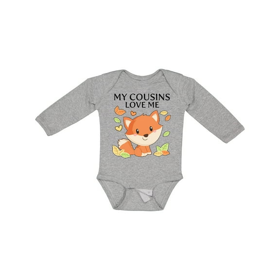 Inktastic My Cousins Love Me- Little Fox Boys or Girls Long Sleeve Baby Bodysuit