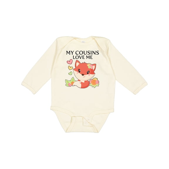 Inktastic My Cousins Love Me- Little Fox Boys or Girls Long Sleeve Baby Bodysuit
