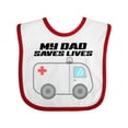 thumbnail image 1 of Inktastic My Dad Saves Lives Ambulance Boys or Girls Baby Bib, 1 of 4