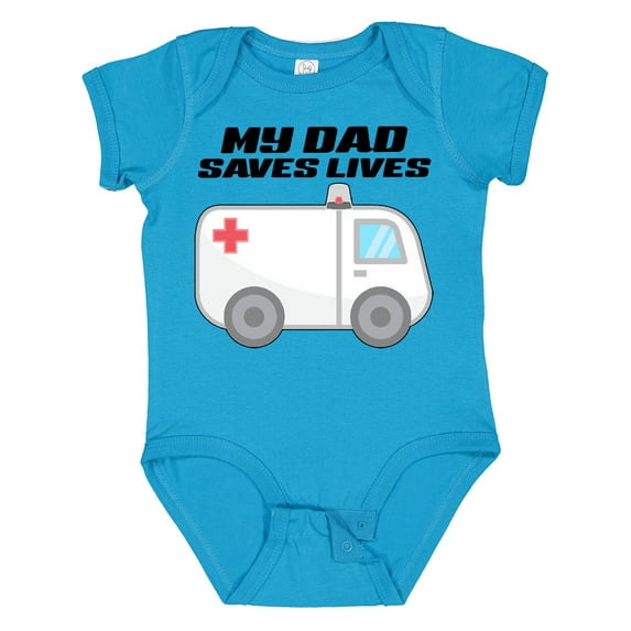 Inktastic My Dad Saves Lives Ambulance Boys or Girls Baby Bodysuit