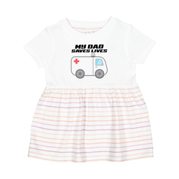 Inktastic My Dad Saves Lives Ambulance Girls Baby Dress