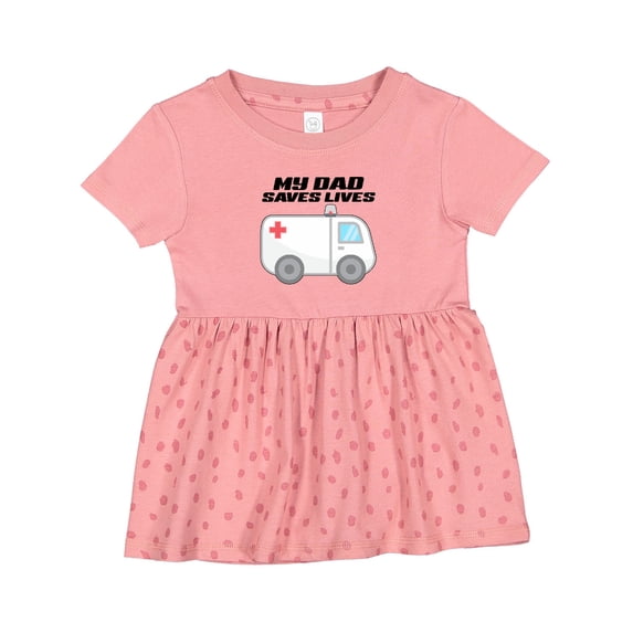 Inktastic My Dad Saves Lives Ambulance Girls Baby Dress