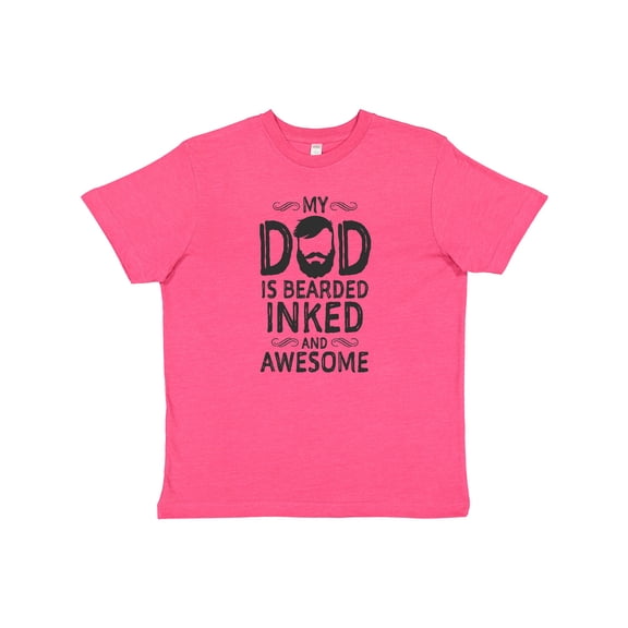 Inktastic My Dad is Bearded Inked and Awesome Youth T-Shirt