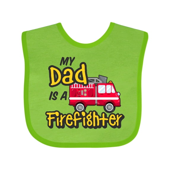Inktastic My Dad is a Firefighter with Fire Truck Boys or Girls Baby Bib