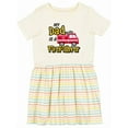 thumbnail image 1 of Inktastic My Dad is a Firefighter with Fire Truck Girls Toddler Dress, 1 of 5