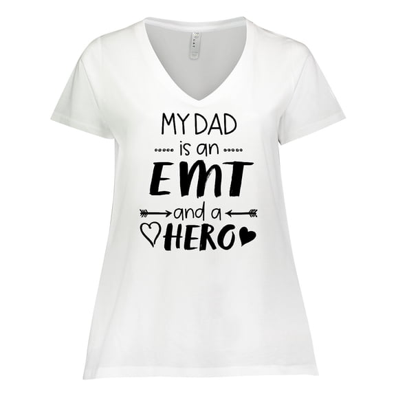 Inktastic My Dad is an EMT and a Hero Women's Plus Size V-Neck T-Shirt