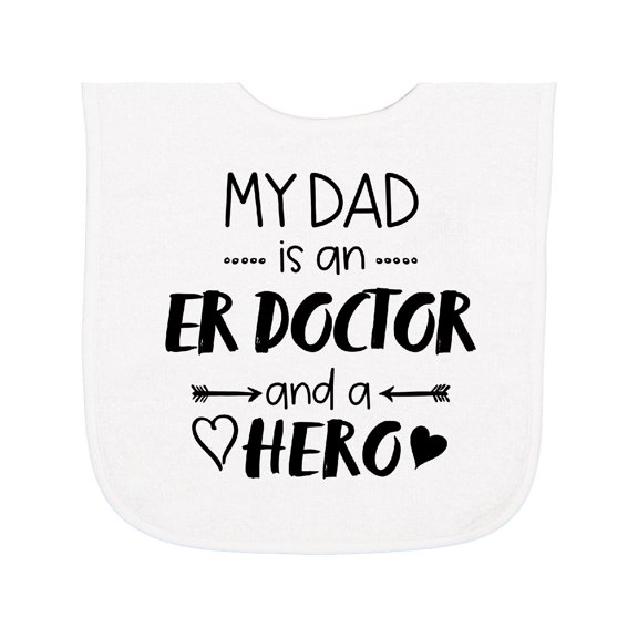 Inktastic My Dad is an Er Doctor and a Hero Baby Terry Cloth Bib