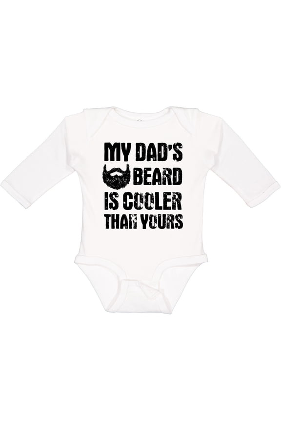 My Dad's Beard is Cooler Than Yours Boys Long Sleeve Baby Bodysuit
