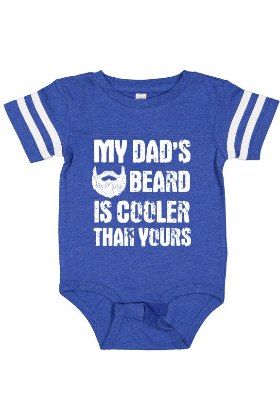 My Dad's Beard is Cooler Than Yours in White Boys Baby Bodysuit