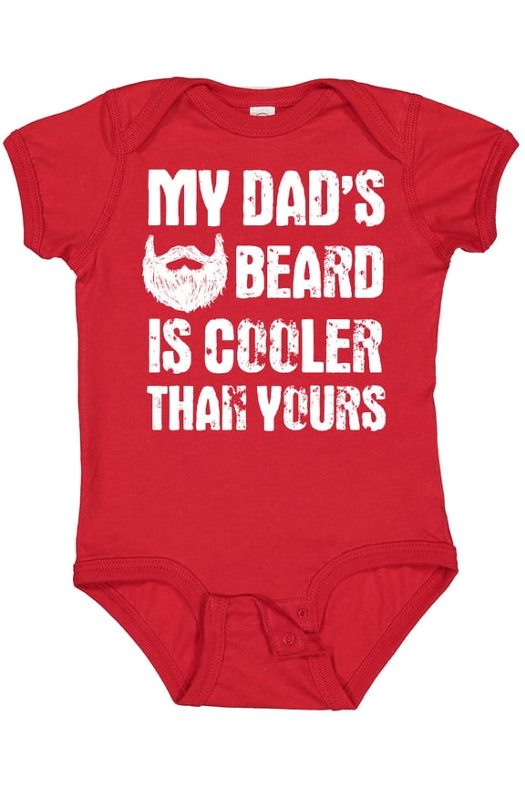 My Dad's Beard is Cooler Than Yours in White Boys Baby Bodysuit