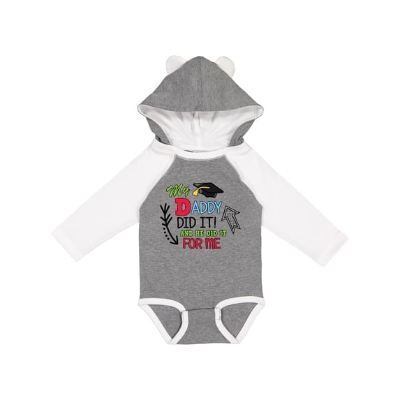 Inktastic My Daddy Did It and He Did It for Me with Graduation Cap Boys Long Sleeve Baby Bodysuit