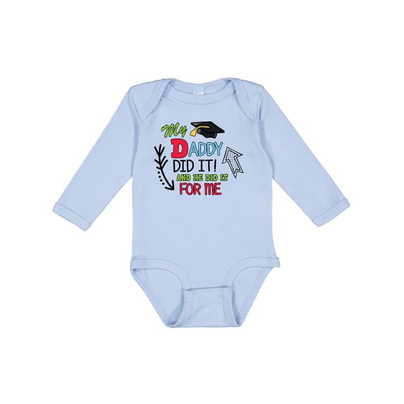 Inktastic My Daddy Did It and He Did It for Me with Graduation Cap Boys Long Sleeve Baby Bodysuit