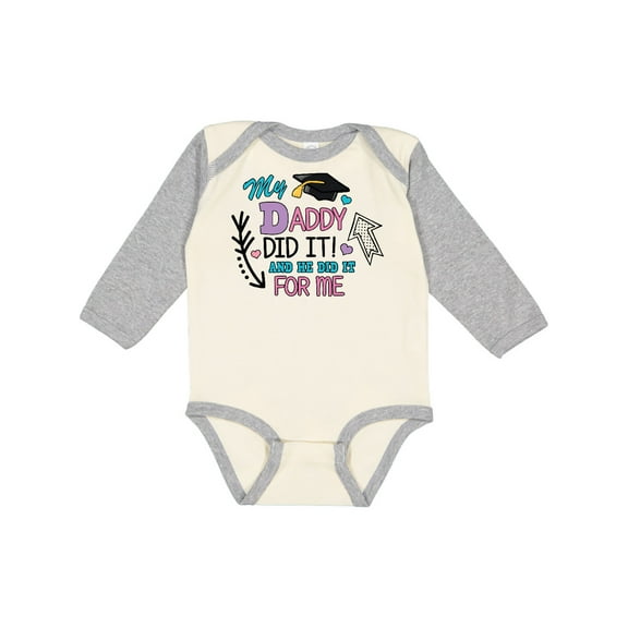 Inktastic My Daddy Did It and He Did It for Me with Graduation Cap Girls Long Sleeve Baby Bodysuit