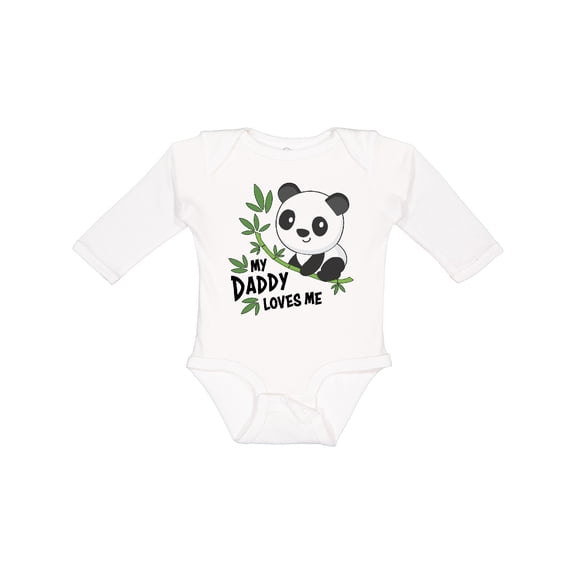 Inktastic My Daddy Loves Me- cute panda Boys or Girls Long Sleeve Baby Bodysuit
