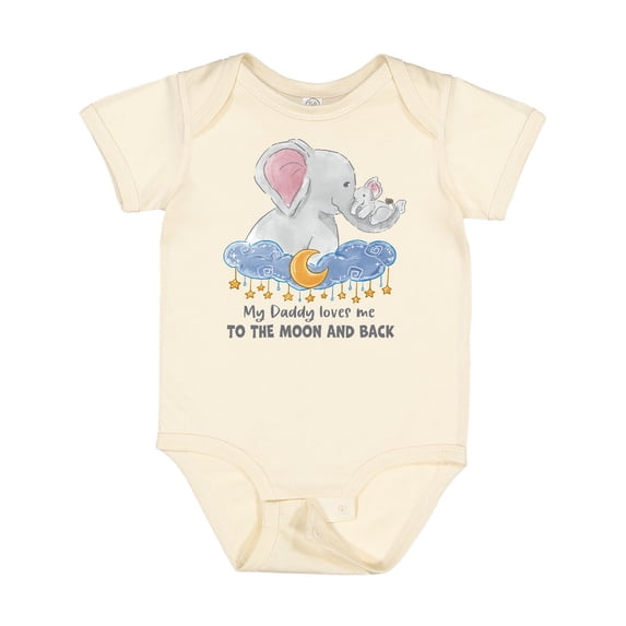Inktastic My Daddy Loves Me to the Moon and Back Elephant Family Boys or Girls Baby Bodysuit