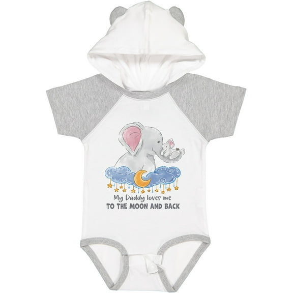 Inktastic My Daddy Loves Me to the Moon and Back Elephant Family Boys or Girls Baby Bodysuit