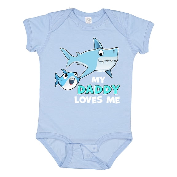 Inktastic My Daddy Loves Me with Cute Sharks Boys or Girls Baby Bodysuit