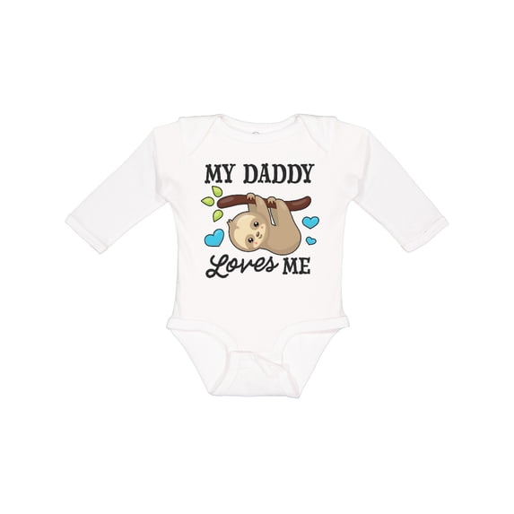 Inktastic My Daddy Loves Me with Sloth and Hearts Boys or Girls Long Sleeve Baby Bodysuit