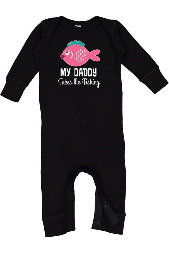 My Daddy Takes Me Fishing Girls Baby Romper Coveralls