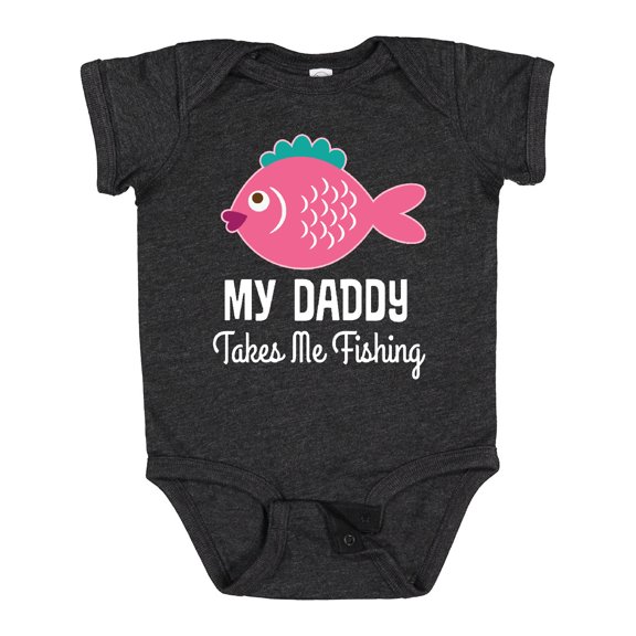 Inktastic My Daddy Takes Me Fishing Girls Girls Baby Bodysuit