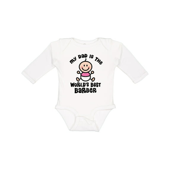 Inktastic My Daddy Worlds Best Barber Girls Long Sleeve Baby Bodysuit