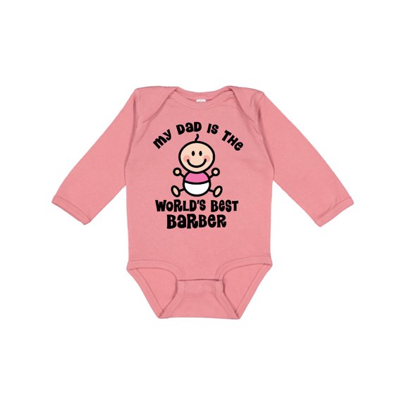 Inktastic My Daddy Worlds Best Barber Girls Long Sleeve Baby Bodysuit