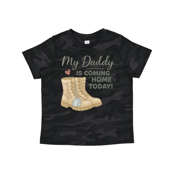 Inktastic My Daddy is Coming Home Today Military Boots Boys or Girls Toddler T-Shirt