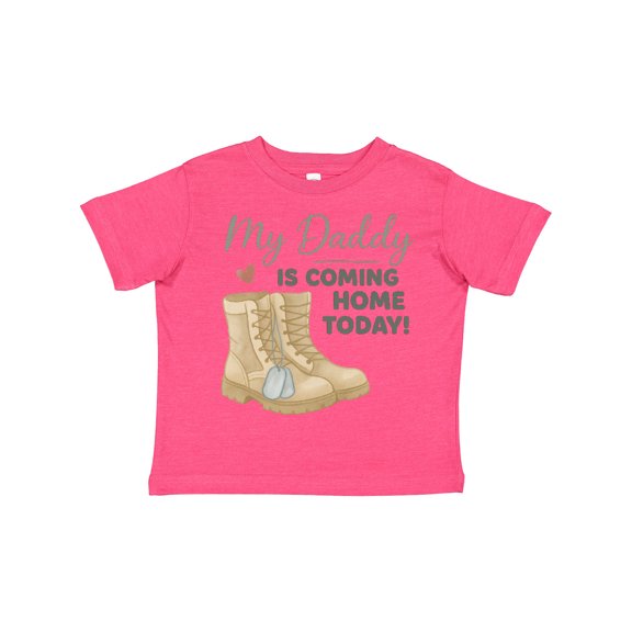 Inktastic My Daddy is Coming Home Today Military Boots Boys or Girls Toddler T-Shirt