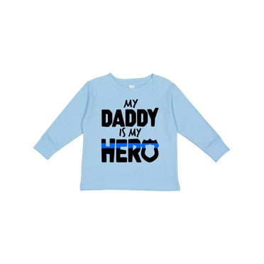 Inktastic My Daddy is My Hero Police Officer Family Boys or Girls Long Sleeve Toddler T-Shirt