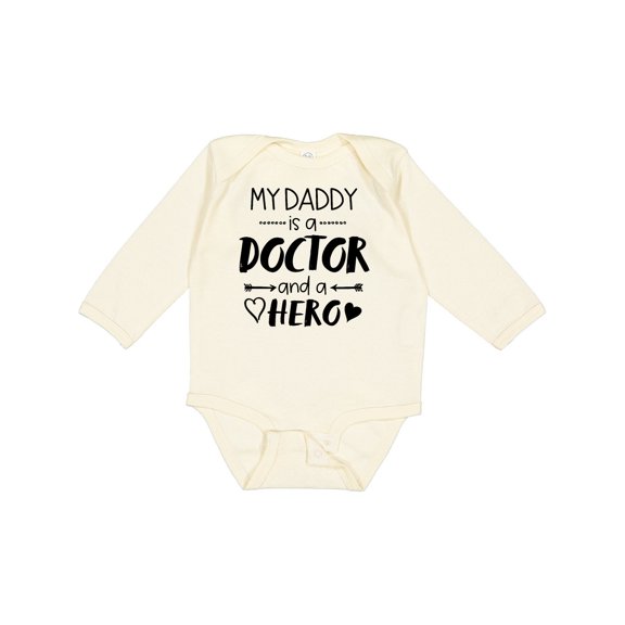 Inktastic My Daddy is a Doctor and a Hero Boys or Girls Long Sleeve Baby Bodysuit