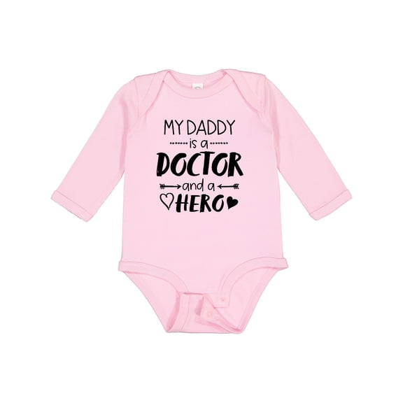 Inktastic My Daddy is a Doctor and a Hero Boys or Girls Long Sleeve Baby Bodysuit