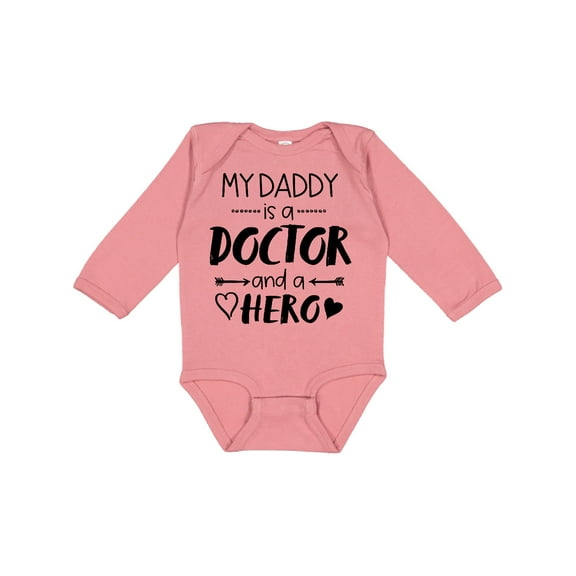 Inktastic My Daddy is a Doctor and a Hero Boys or Girls Long Sleeve Baby Bodysuit