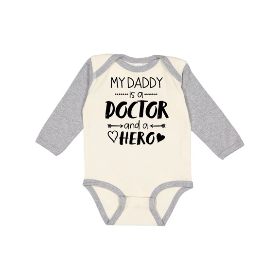 Inktastic My Daddy is a Doctor and a Hero Boys or Girls Long Sleeve Baby Bodysuit