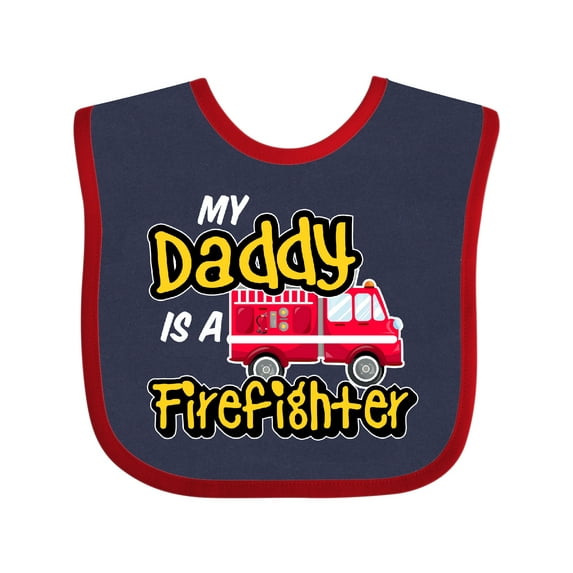 Inktastic My Daddy is a Firefighter with Fire Truck Boys or Girls Baby Bib