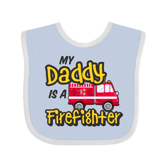 Inktastic My Daddy is a Firefighter with Fire Truck Boys or Girls Baby Bib