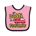 thumbnail image 1 of Inktastic My Daddy is a Firefighter with Fire Truck Boys or Girls Baby Bib, 1 of 4