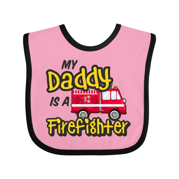 Inktastic My Daddy is a Firefighter with Fire Truck Boys or Girls Baby Bib