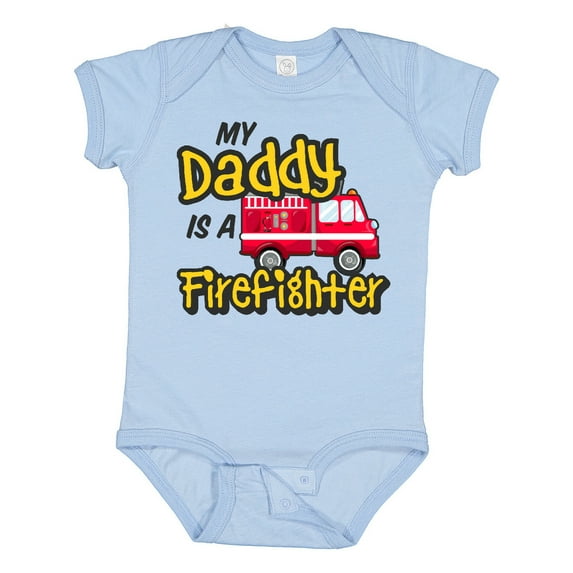 Inktastic My Daddy is a Firefighter with Fire Truck Boys or Girls Baby Bodysuit
