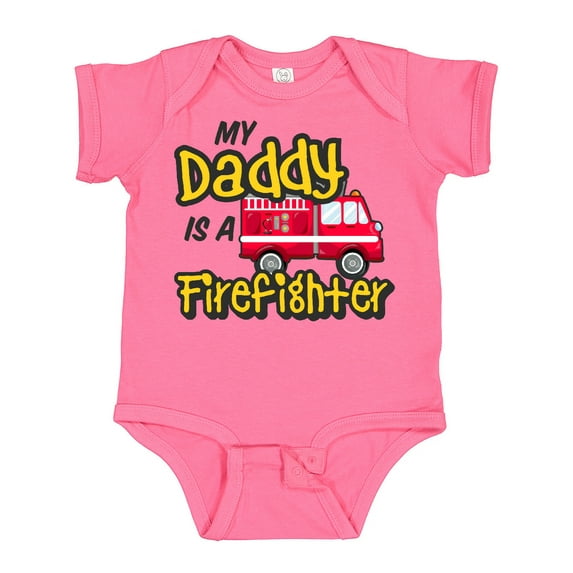 Inktastic My Daddy is a Firefighter with Fire Truck Boys or Girls Baby Bodysuit