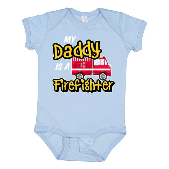 Inktastic My Daddy is a Firefighter with Fire Truck Boys or Girls Baby Bodysuit