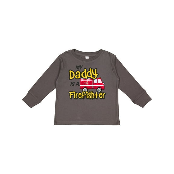 Inktastic My Daddy is a Firefighter with Fire Truck Boys or Girls Long Sleeve Toddler T-Shirt