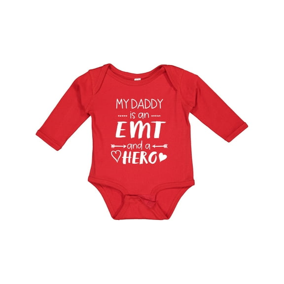 Inktastic My Daddy is an EMT and a Hero Boys or Girls Long Sleeve Baby Bodysuit