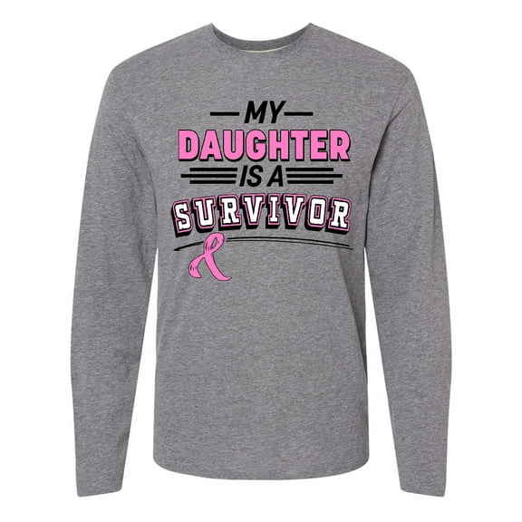Inktastic My Daughter is a Survivor Breast Cancer Awareness Long Sleeve T-Shirt