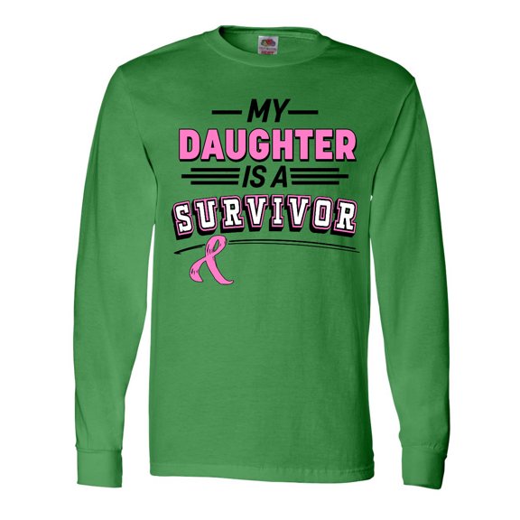 Inktastic My Daughter is a Survivor Breast Cancer Awareness Long Sleeve T-Shirt